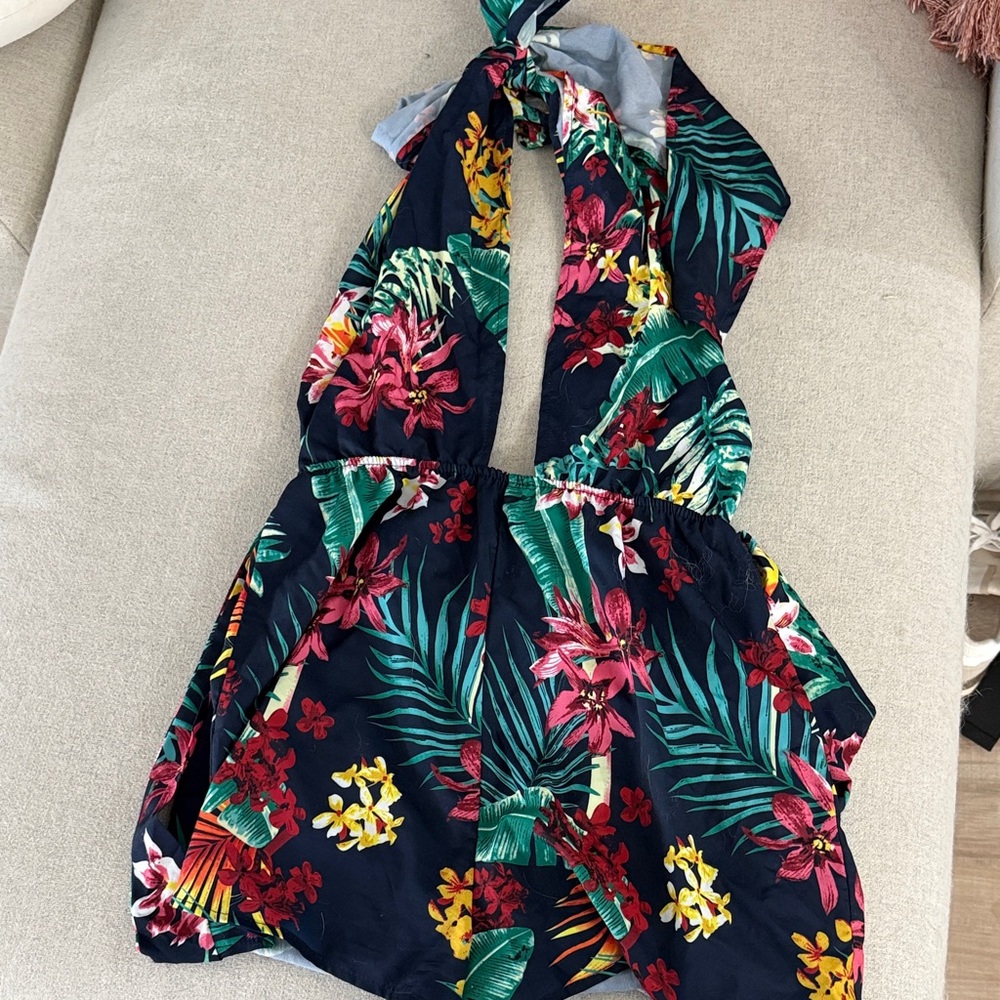 Tropical Floral Halter Romper
